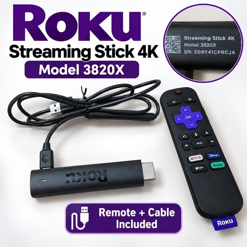 Roku Streaming Stick 4K 3820X Voice Remote 4K HDR Dolby Vision
